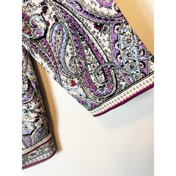 J. Jill Womens Adara Violet Paisley Wrap Back Shirt Size Medium - Picture 5 of 7